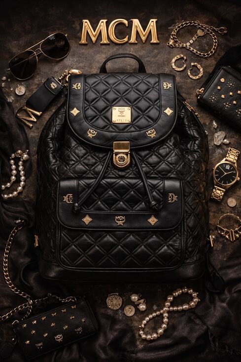 Authentic MCM Black Diamond Quilted Leather Backpack main image 9